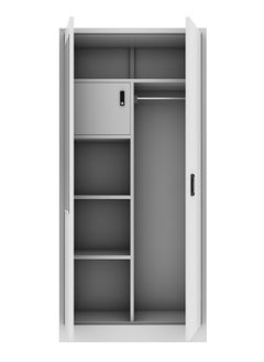 RIGID Steel Home Cupboard with Front Door Mirror WHITE 180x90x45cm  - Image 4