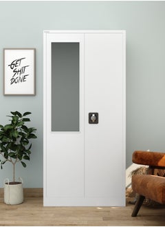 RIGID Steel Home Cupboard with Front Door Mirror WHITE 180x90x45cm  - Image 5