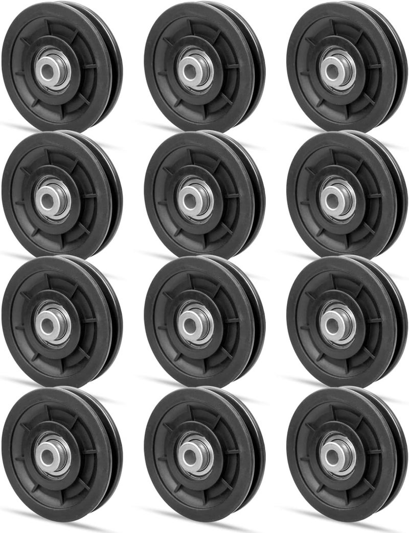 PNYZIK 12 PCS 3.5Inch/90mm Nylon Bearing Pulley Wheel, Silent Bearing Replace for Garage Gym Equipment Pulley System, Universal Wearproof Bearing Maximum Working Load of 1000 LBS - Image 1