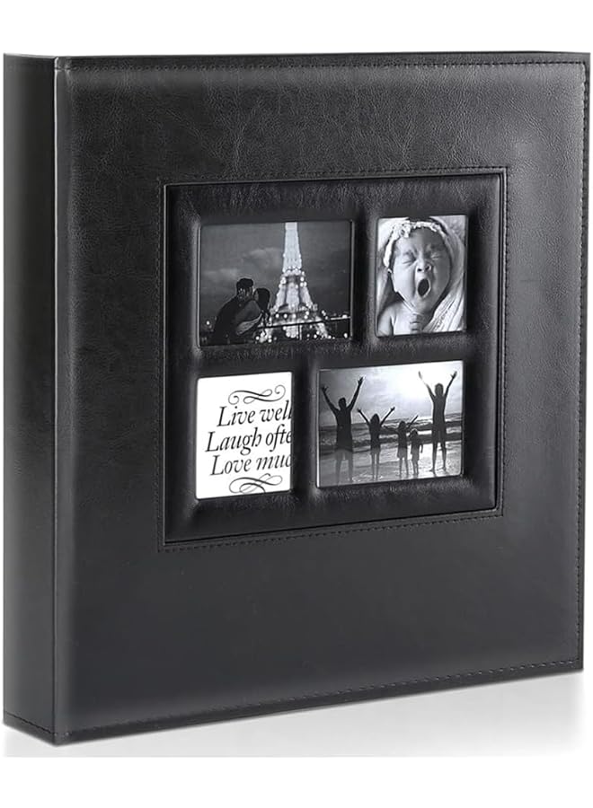The Bros Photo Album, 4x6 500 Pockets Photo, Extra Large Capacity Family Wedding Picture Albums, Photo Album Leather Cover with Front Window, Holds 500 Horizontal and Vertical Photos (Black) - Image 1