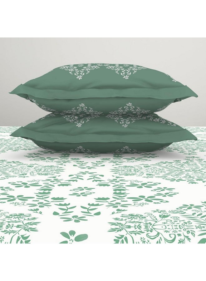Spaces Atrium 144 TC 100% Cotton Bedsheet for Double Bed with 2 Pillow Cover | Rajasthani Jaipuri Print & Super Soft (88" X 100" Inches) - Aqua - Image 5