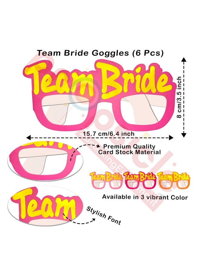 Propsicle - Propsicle Bride to be Sash and Team Bride Glasses Combo | 6 Pcs Multicolor Team Bride Goggles with 1 Pc Black Bride to Be Sash - Pack of 7 - Image 1