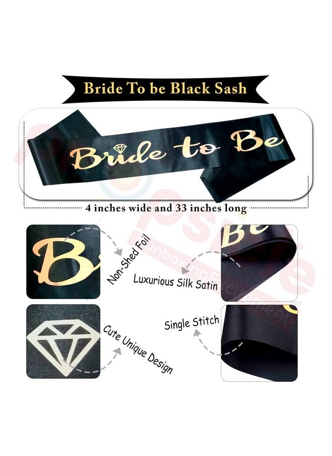 Propsicle - Propsicle Bride to be Sash and Team Bride Glasses Combo | 6 Pcs Multicolor Team Bride Goggles with 1 Pc Black Bride to Be Sash - Pack of 7 - Image 1