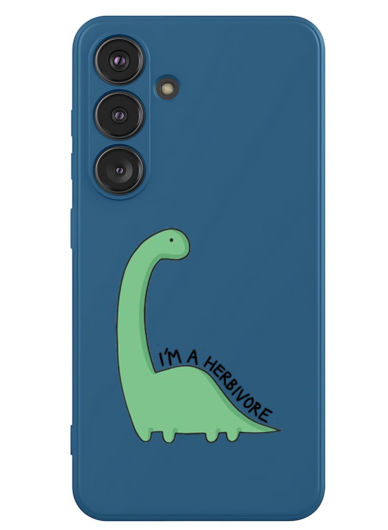 Theodor Protective Slim Fit Case Liquid Silicone Cover with Full Body Protection Anti-Scratch Shockproof Case For Samsung Galaxy S25 Plus (Blue) - Dino - Image 1