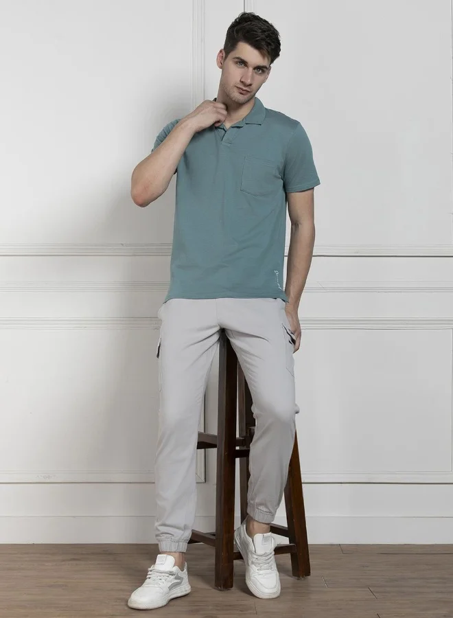 Dennis Lingo Men's Green 100% Cotton Solid Pattern Regular Fit T-Shirt