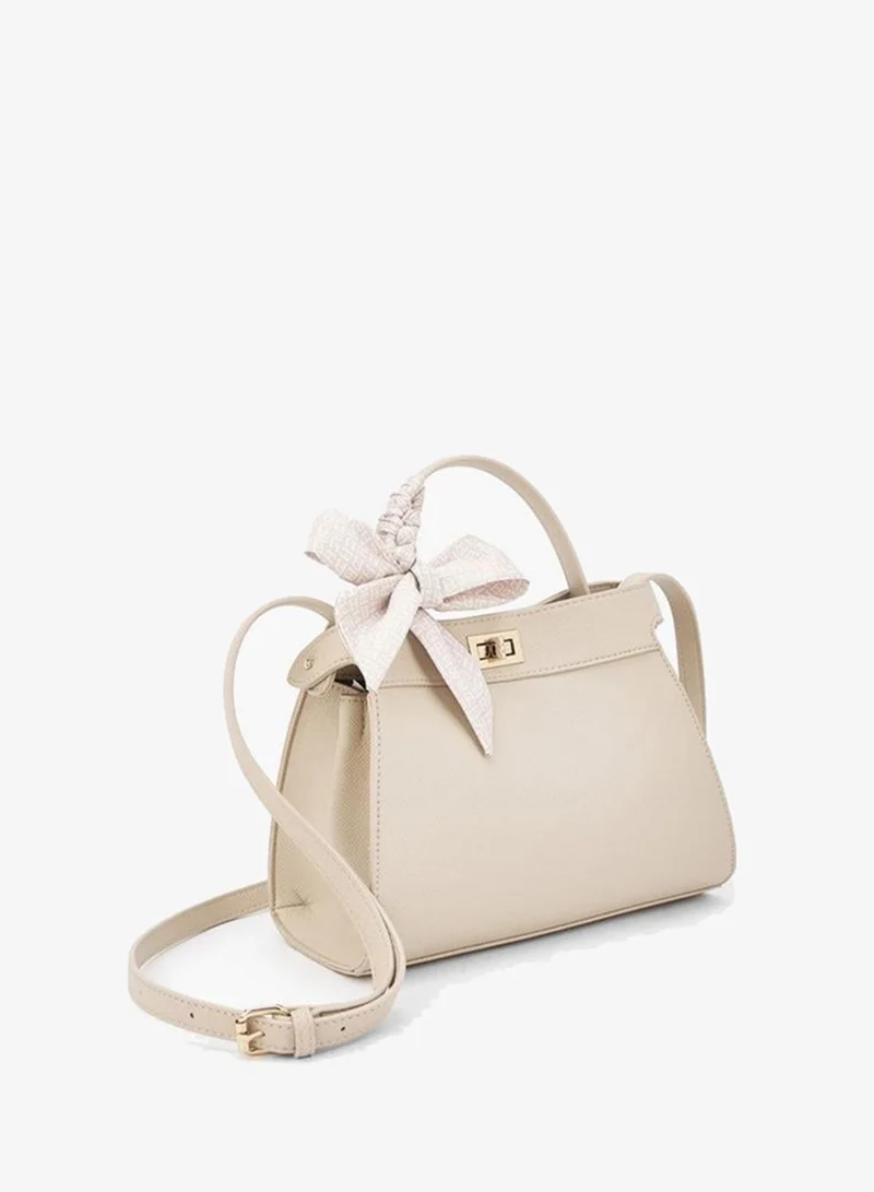 Flora Bella By Shoexpress BEIGE Flora Bella Scarf Accent Tote Bag with Detachable Shoulder Strap for Women | Best Price UAE