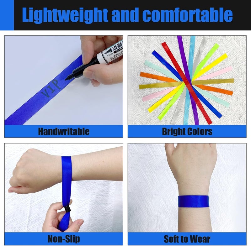 Comflora Pack of 100 Fabric Wristbands for Events, Disposable Event Wristbands, Colored Event Wristbands, for Light Concert, Club Entry Wristband, Party Wristband for - Image 3