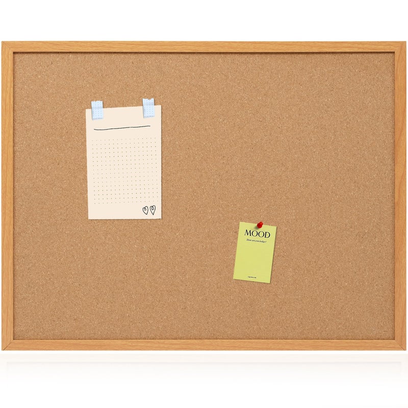 Board2by Cork Board Bulletin Board 24 x 36 Wood Framed Corkboards for Wall Decor Hanging Office Message Board Large Wall Mounted Notice Pin Board with 15 Push Pins for School Home Office