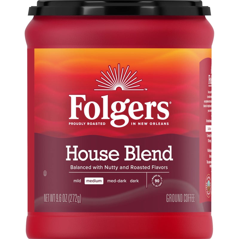 Folgers House Blend Ground Coffee, Medium Roast, 9.6 Ounce - Image 1