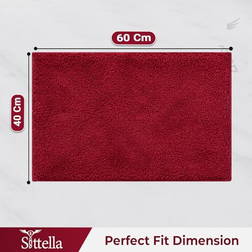 SITTELLA® Pack of 1 Premium 2000 GSM Microfiber Bathroom Mats (60x40 cm) | Ultra Soft Plush Bath Rug | Anti-Skid Backing | Super Water Absorbent & Quick Dry | Washable Bath Mat for Shower| Maroon - Image 2