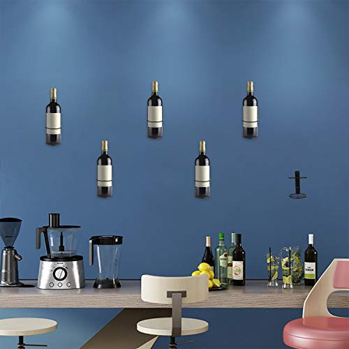 Yimerlen 6 Pcs Spiral Wall Mounted Wine Rack, Metal Bottle Display Holder for Storage and Theme Decor (Upward Style) Black - Image 5