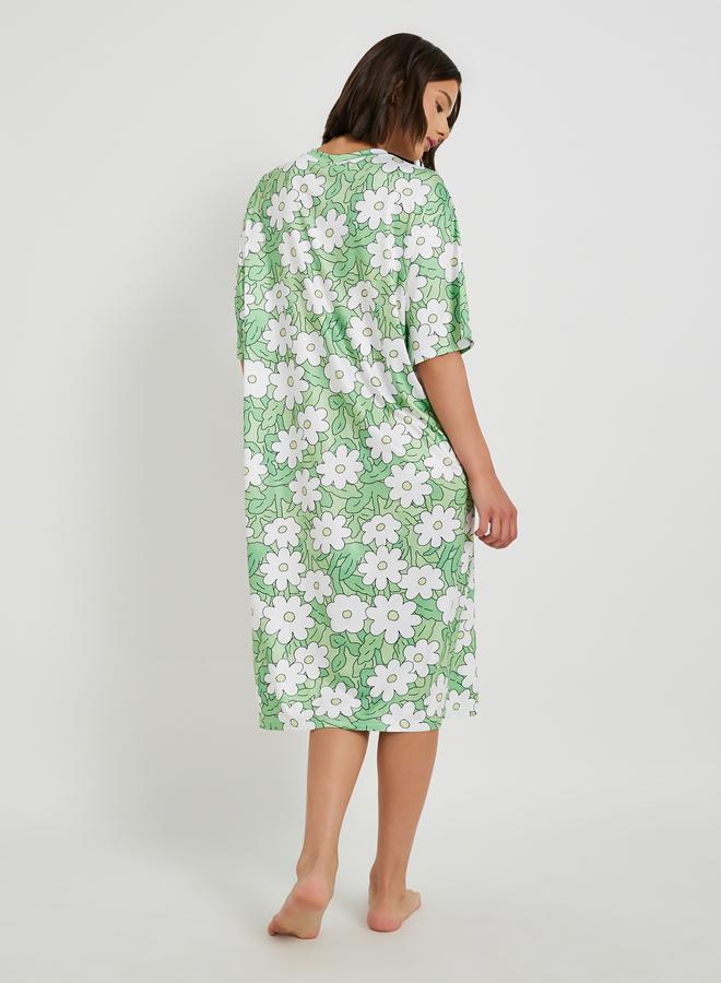 Take Two Take Two All-Over Printed Short Sleeve Nightdress  - Image 4
