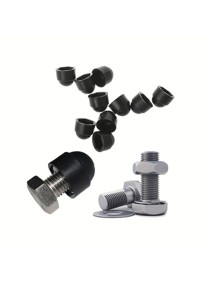 Black 10PCS Hex Bolt Nut Protection Caps Set M6 M8 M10 M12 Sizes - Image 5