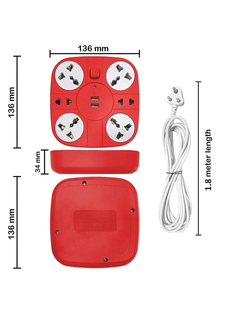 ADDMAX ADDMAX Extension Cord with USB Port 10A 220V5060Hz 6 Outlet with 2 USB PortFire Proof Smart USB Charging PortMultiProtection18 Meter Cord Multi Plug Extension Board for Home Office Red  - Image 5