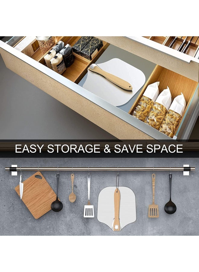 Premify Aluminum Metal Pizza Peel With Foldable Wood Handle For Easy Storage, 12"X14 Inch Professional Pizza Paddle For Baking Homemade Pizza Bread 12"X14" Turning Peel - Image 5