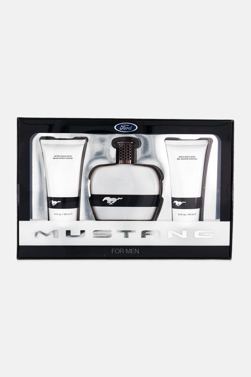 Ford Mustang Mens 3 Pieces Edt Perfume, Aftershave And Body Wash Set, White - Image 1