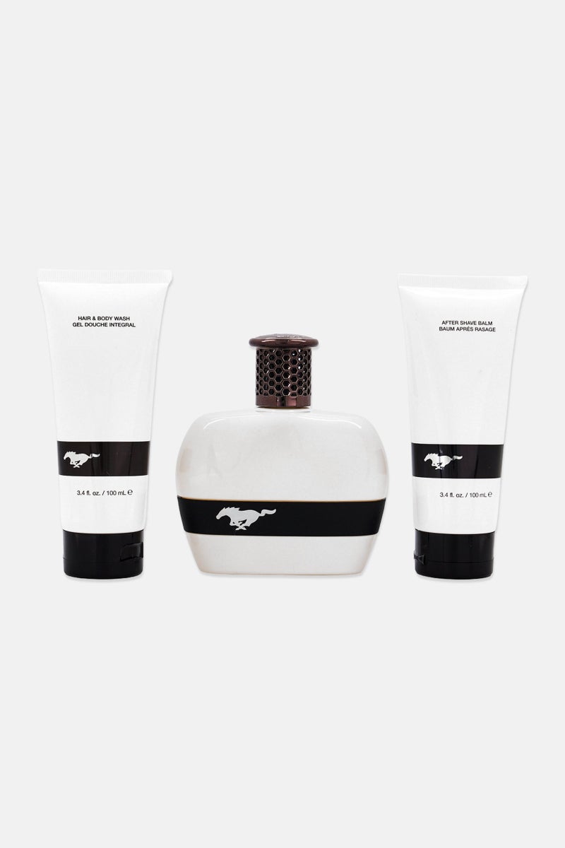 Ford Mustang Mens 3 Pieces Edt Perfume, Aftershave And Body Wash Set, White - Image 2