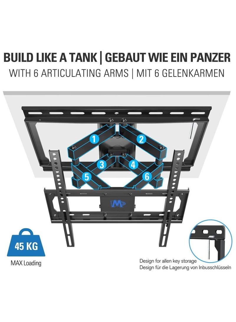 TV Wall Bracket Mount Swivel and Tilt for Most of 26-55 Inch LED, LCD, OLED and Plasma Flat Screen TVs up to VESA 400x400mm and 45 kg, Full Motion TV Bracket with Articulating Arms - Image 2
