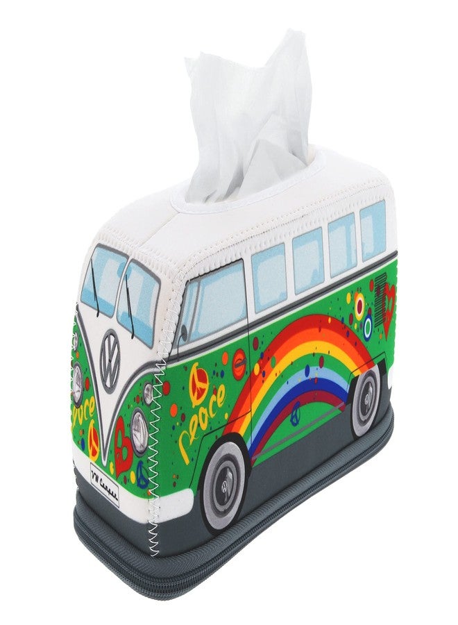 BRISA VW Collection Volkswagen Neoprene Cosmetic Napkin Dispenser Paper Tissue Box for Bathroom in T1 Bus Campervan Design (Peace/Green) - Image 1