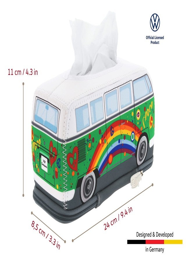 BRISA VW Collection Volkswagen Neoprene Cosmetic Napkin Dispenser Paper Tissue Box for Bathroom in T1 Bus Campervan Design (Peace/Green) - Image 3