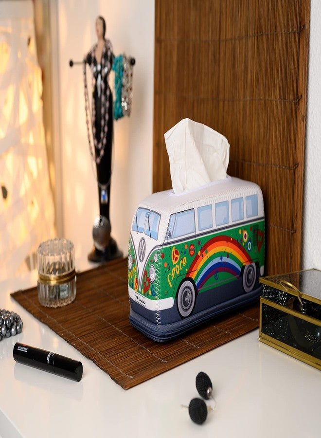 BRISA VW Collection Volkswagen Neoprene Cosmetic Napkin Dispenser Paper Tissue Box for Bathroom in T1 Bus Campervan Design (Peace/Green) - Image 5