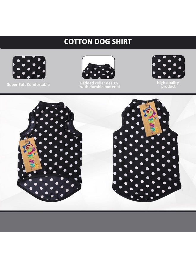 Western Era Funky Soft Cotton Dog T-Shirt | Comfortable & Breathable Dog Clothing | Sleeveless Vest Puppy Outfit |(Polka Black) (Small) (14Inches) - Image 4