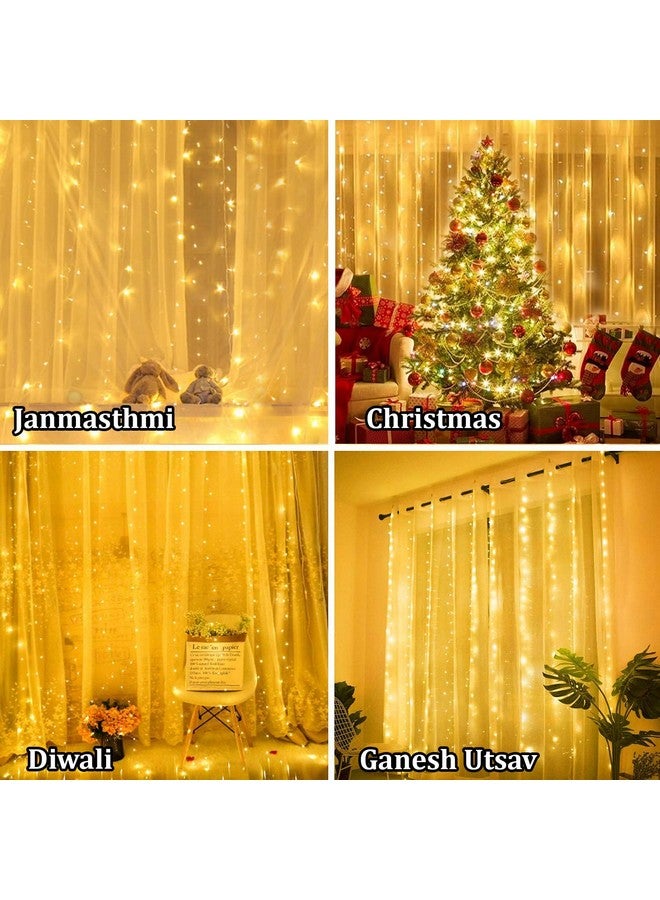 fizzytech Window Curtain String Light Resin 300 LED 8 Lighting Modes Dimmable Fairy Lights Remote Control USB Powered Lights of Home Decoration, Diwali House Party Wedding Decor (Warm White) - Image 5