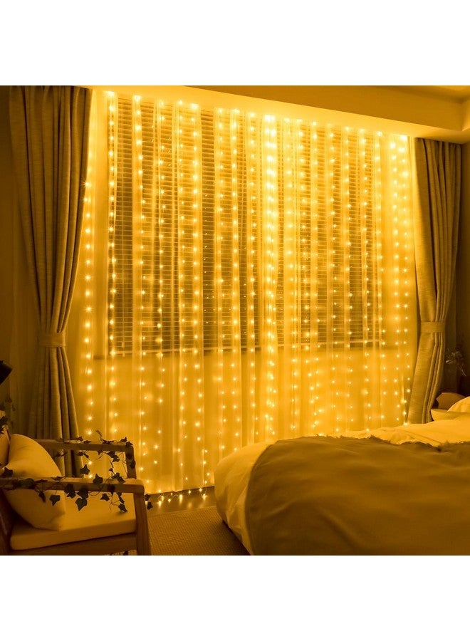 fizzytech Window Curtain String Light Resin 300 LED 8 Lighting Modes Dimmable Fairy Lights Remote Control USB Powered Lights of Home Decoration, Diwali House Party Wedding Decor (Warm White) - Image 4