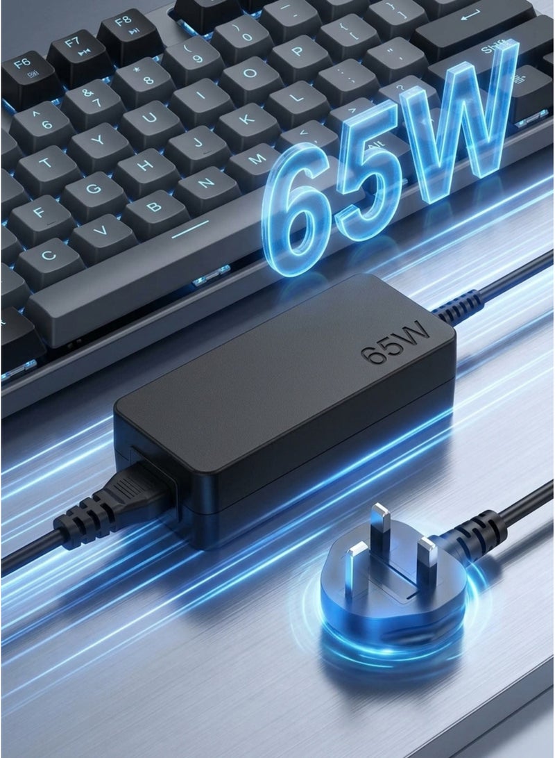 Earldom 65W charger, USB-C laptop power adapter, Type-C AC charger, replacement laptop charger, universal USB C power supply, 65 watt Type C brick, fast charging laptop adapter, PD 65W charger, Power Delivery adapter, 3-pin laptop charger, UK plug Type C adapter, computer power cord, desktop accessories, laptop charging cable. - Image 3