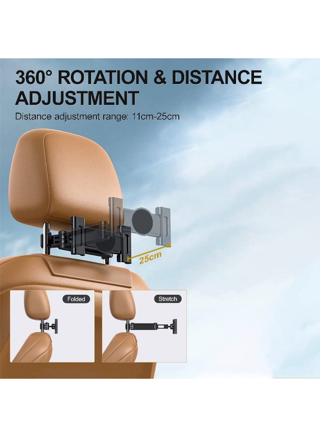 X-level Tablet Holder for Car, Ipad Car Holder Back Seat Road Trip Essentials for Kids Suitable for 4-12.9" Devices, 3 in 1 Tablet Holder Backseat Camping Car Organizer Back Seat Headrest iPad Mount - Black - Image 5