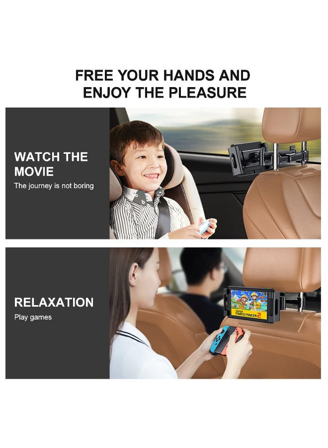 X-level Tablet Holder for Car, Ipad Car Holder Back Seat Road Trip Essentials for Kids Suitable for 4-12.9" Devices, 3 in 1 Tablet Holder Backseat Camping Car Organizer Back Seat Headrest iPad Mount - Black - Image 3