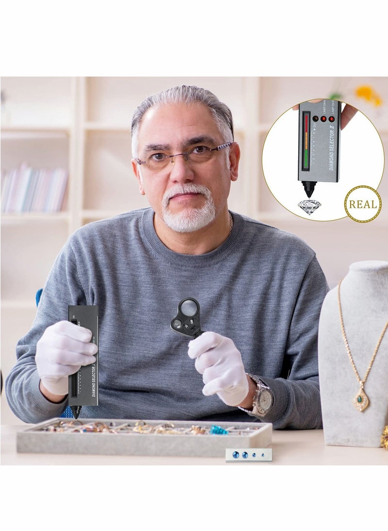 High Accuracy Diamond Tester Jewelry Diamond Detector Gem Diamond Tester Pen 30x 60x Illuminated Jewelry Eye Loupe Mini LED Foldable Magnifying Jewelry Distinguish Tool - Image 2