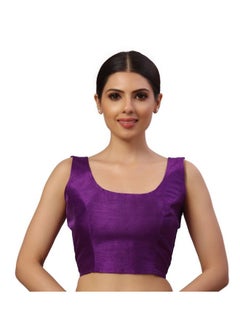 Studio Shringaar Studio Shringaar Women's Readymade Art Silk Sleeveless Saree Blouse (Purple, 42)  - Image 1