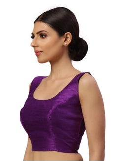Studio Shringaar Studio Shringaar Women's Readymade Art Silk Sleeveless Saree Blouse (Purple, 42)  - Image 5