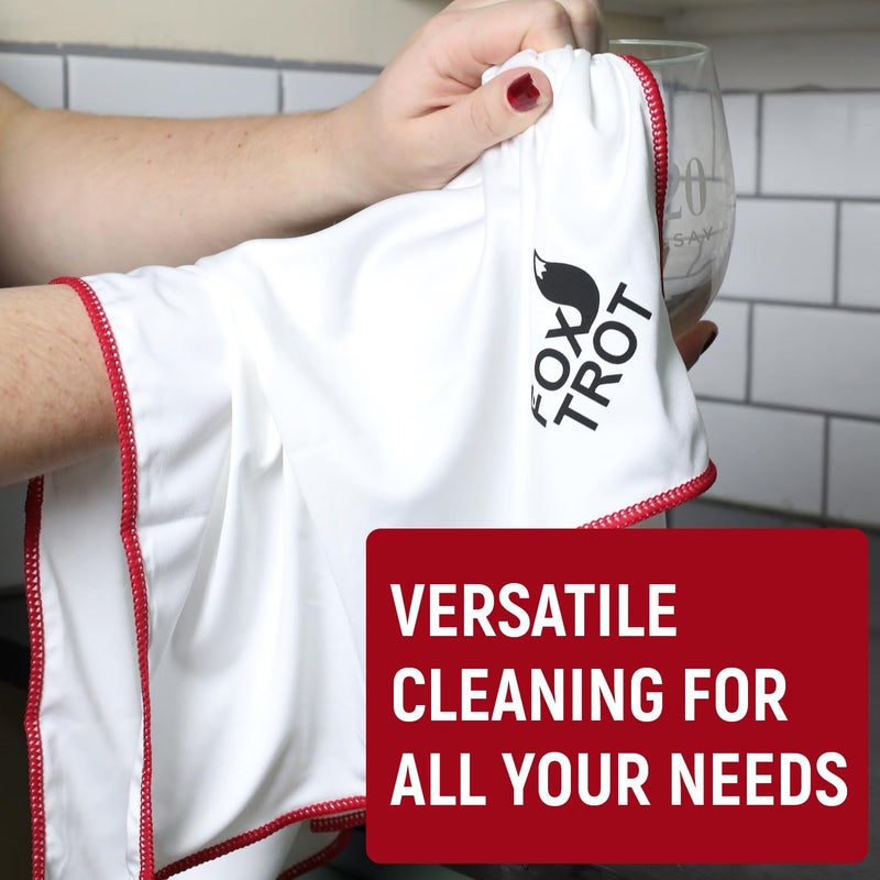 Fox Trot Large Microfiber Polishing Cloths (2 Pack White | Gray) | Streak Free, Lint Free Shine and Clarity for Wine Glasses, Stemware and More - Image 5