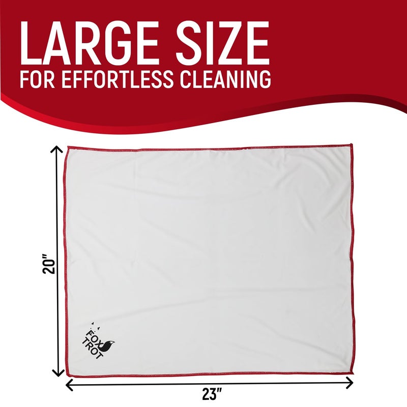 Fox Trot Large Microfiber Polishing Cloths (2 Pack White | Gray) | Streak Free, Lint Free Shine and Clarity for Wine Glasses, Stemware and More - Image 2