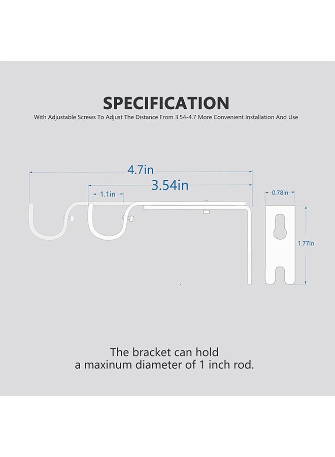 2 Pcs White Curtain Rod Brackets for Wall,Heavy Duty Curtain Rod Holders for 1 Inch Rod with Installation Screws - Image 5