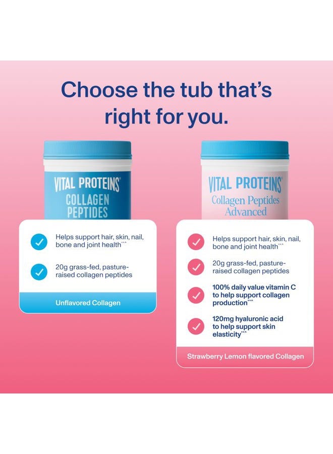 Vital Proteins Collagen Peptides Advanced, Hydrolyzed Peptides with Hyaluronic Acid and Vitamin C - Strawberry Lemon Flavor Powder, 10.5oz - Image 3