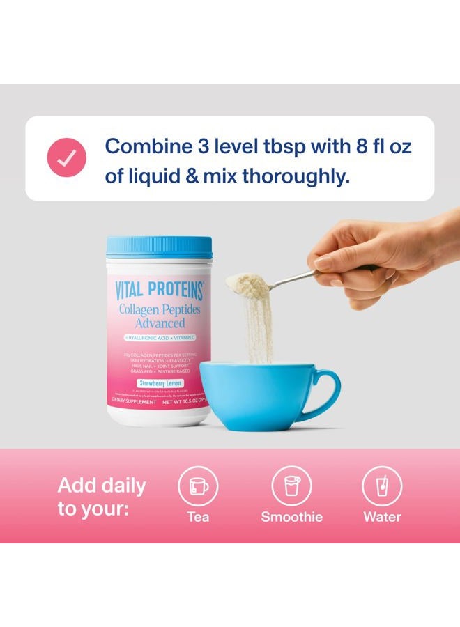 Vital Proteins Collagen Peptides Advanced, Hydrolyzed Peptides with Hyaluronic Acid and Vitamin C - Strawberry Lemon Flavor Powder, 10.5oz - Image 5