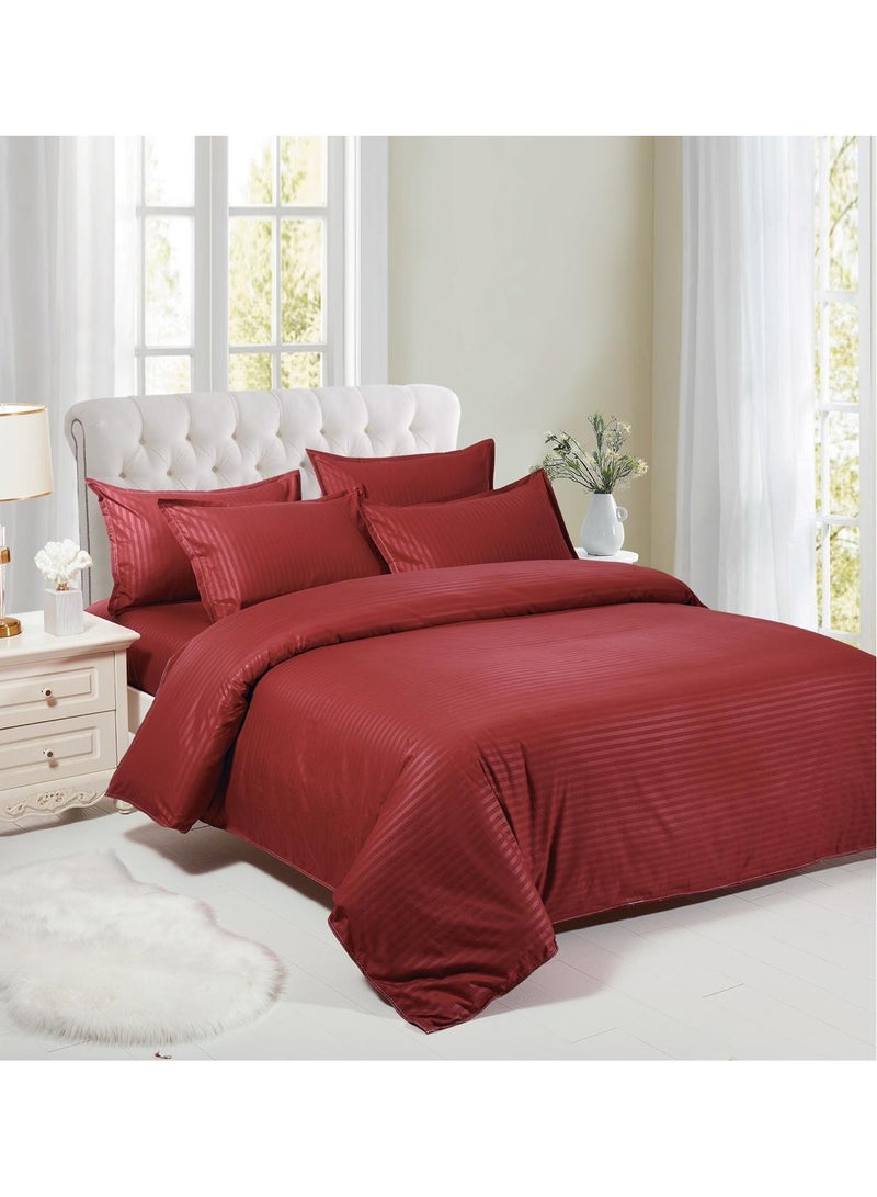 AL RAID Single Size Quilt Cover Set - 4 PCS Striped Bed Sheet Set Includes 1 Quilt Cover 160x210cm with 1 Fitted Sheet 120x200+20cm and 2 Pillowcases 50x75cm