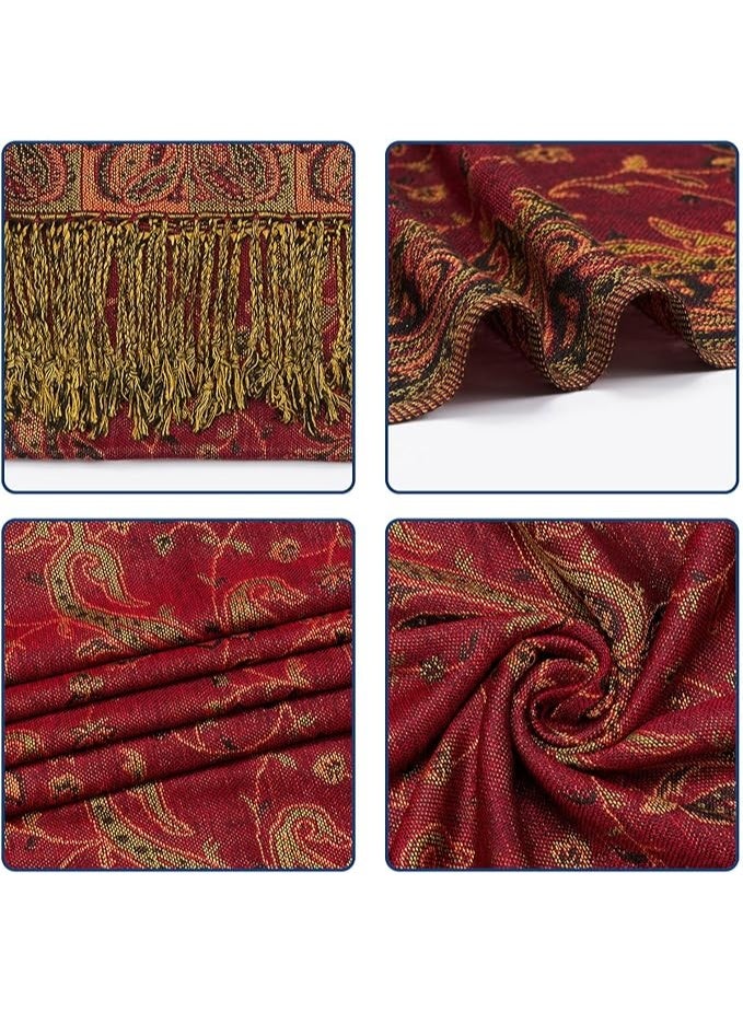 شال باشمينا ناعم من الحرير قابل للاستخدام على الوجهين (لون أخضر+أحمر) - Image 2