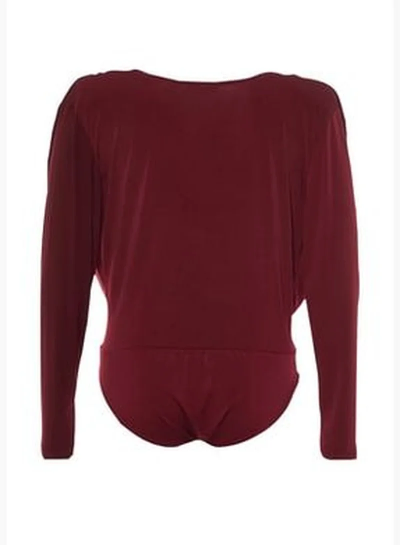 trendyol Burgundy Knitted Padding Double Breasted Bodybuilding With Snap Button TBBAW23CS00014
