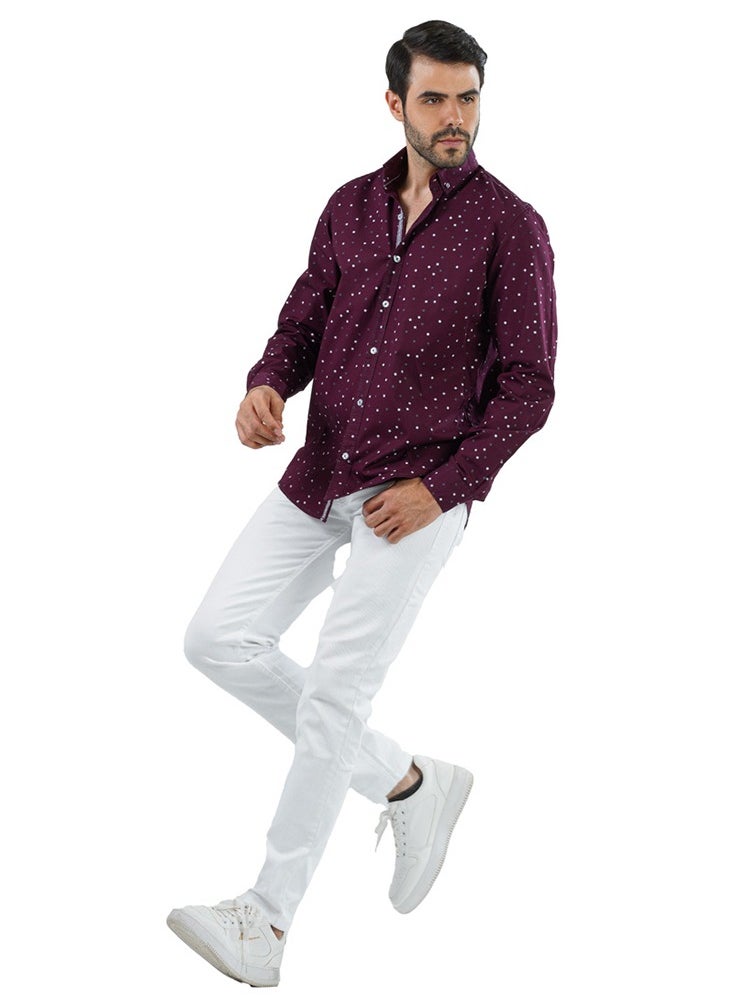 clever - Men’s Shirt Casual - Burgundy - Image 1