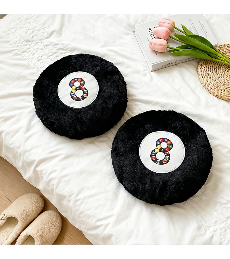 Black 8 Ball Billiard Pillow Soft Fluffy Decor For Dorm Living Room Accent Unisex Gift - Image 5