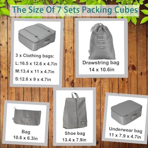 Sprqcart Polyester 7 Set Travel Organizer Bag 3 Packing Cubes + 3 Pouches + 1 Toiletry Organizer Bag (Black, 10 Cm, 11 Cm) - Image 3