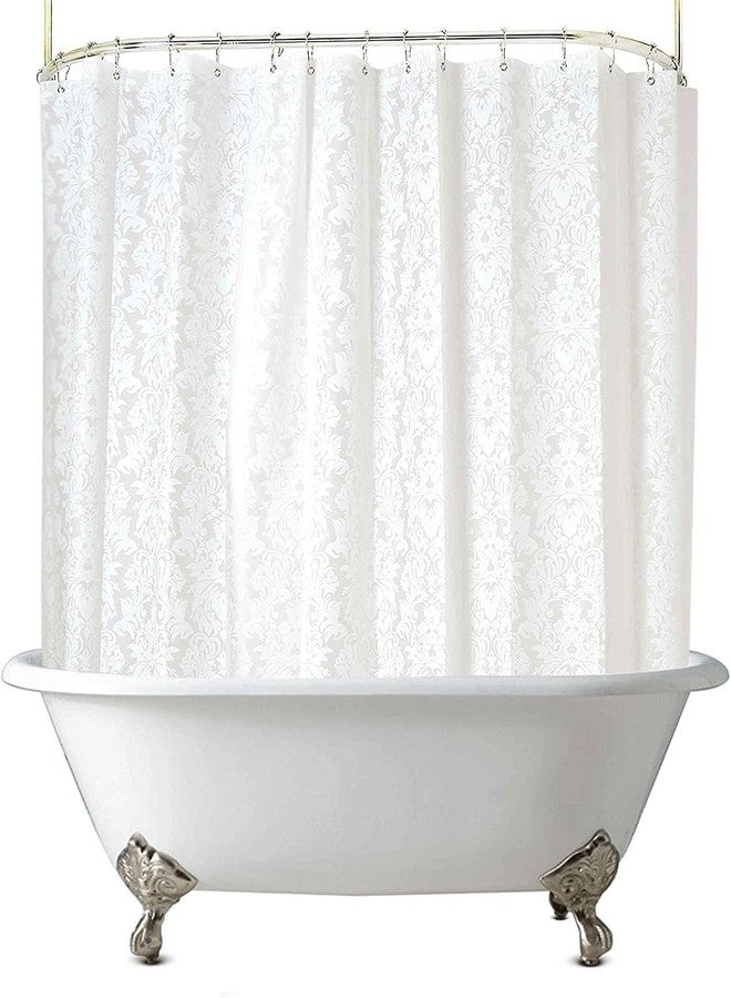 De-Mediocre Clawfoot Tub Shower Curtain 180x60 Inch Damask Lace Shower Liner All Warp Around Extra Wide Heavy Duty Vinyl Bath Curtain for Clawfoot Bathroom PEVA Waterproof Liner 36 Metal Hooks Tub - Image 1