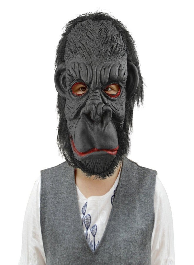 RUIXIA Halloween Costume Furry Full Face Cosplay Latex Gorilla Mask Gloves Carnival Easter Theme Party Haunted House Props (Smile Gorilla) - Image 2