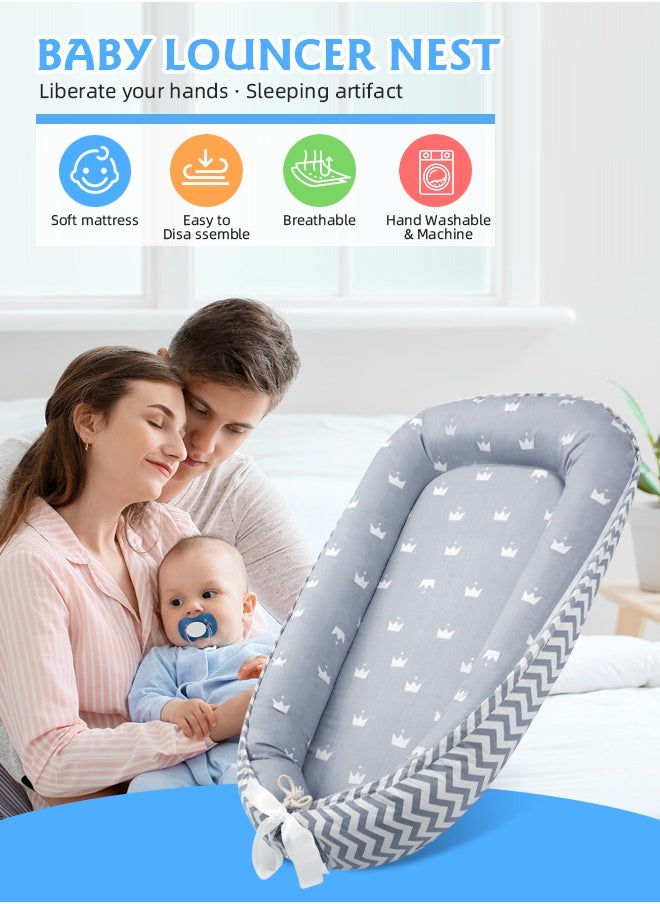 Soft Touch Baby Nest Baby Lounger for Newborn 0-36 Months Breathable and Soft Cotton Baby Nest Cover Protable Infant Lounger Newborn Essentials Gifts Baby Lounger Pillow for Home and Travel  - Image 1
