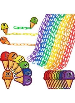 RAINBOW TOYFROG Chain Link Math Manipulatives 240 Cclip Chain Links & 20 Ice Cream Cards For Counting & Linking Math Games Learning Resources For Kindergarten Sensory Bin  - Image 2