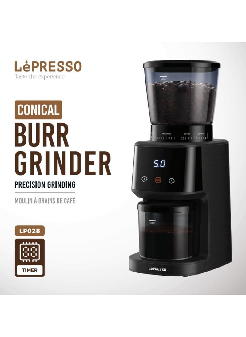 LP028 Conical Burr Grinder 165W with 275g Bean Hopper Capacity / Timer / 40mm Burr Size / UK 3-Pin Plug Power Cord / 99g Chamber Capacity / 31 Grind Sizes/ User Friendly Interface/French Press / Pour Over / Drip Coffee / Siphon / Espresso - Black - pzsku/Z7DEB3468EE7526FC3665Z/45/_/1738070841/69cf85b2-ecd8-4b13-b868-6cad53cb4873